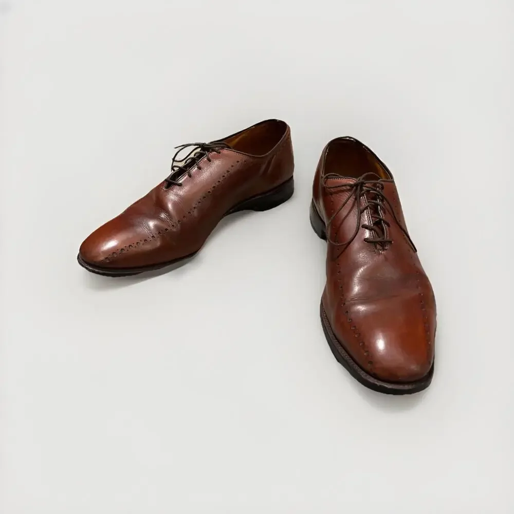 ALLEN EDMONDS HASTINGS CHILI BROWN OXFORD MENS DRESS SHOES SIZE 12C USA GOOD CON